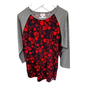 LuLaRoe Red and Black Floral Top